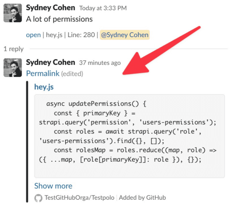 GitHub permalink