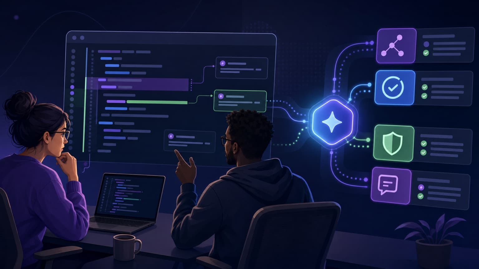 Human reviewers supported by automation during code review