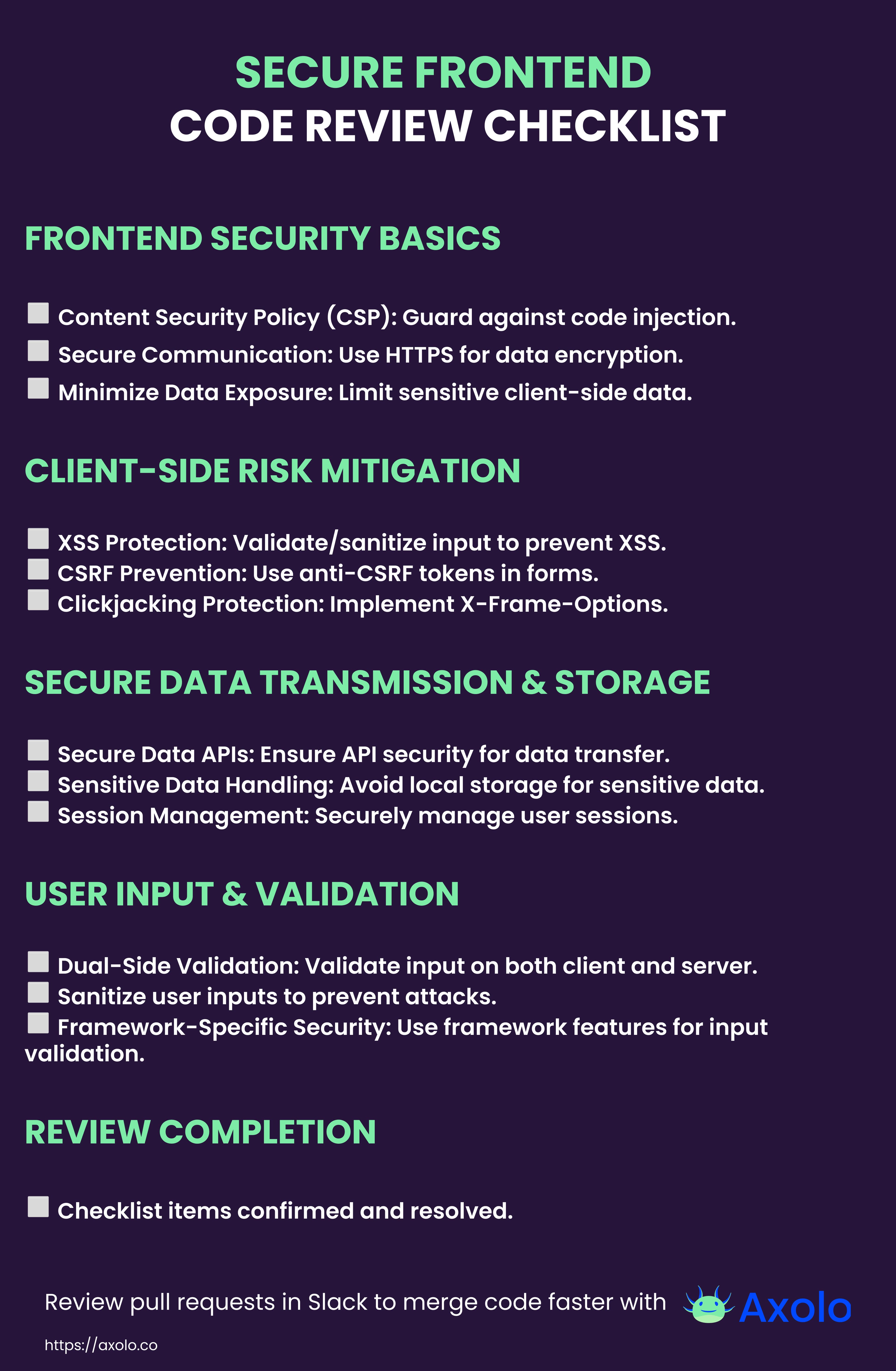 Secure Frontend code review checklist