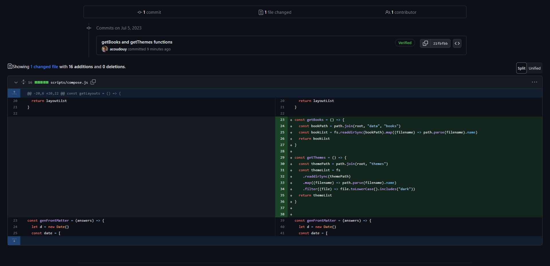 How changes appear, after github creates a new branch