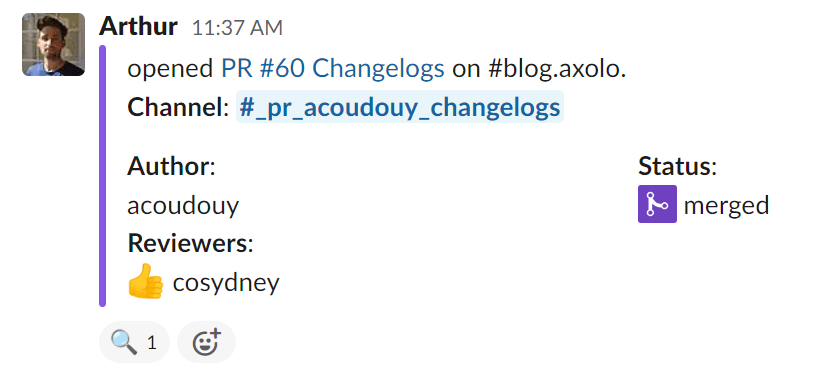 team channel notification Axolo