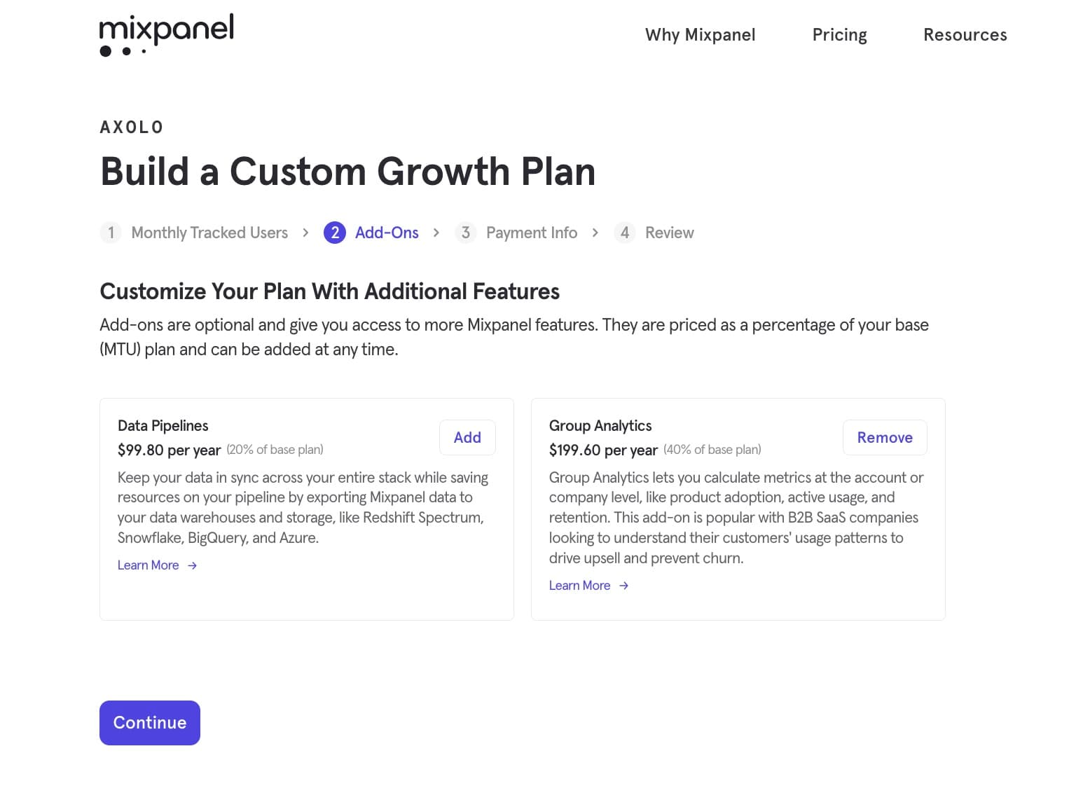 Mixpanel pricing group analytics