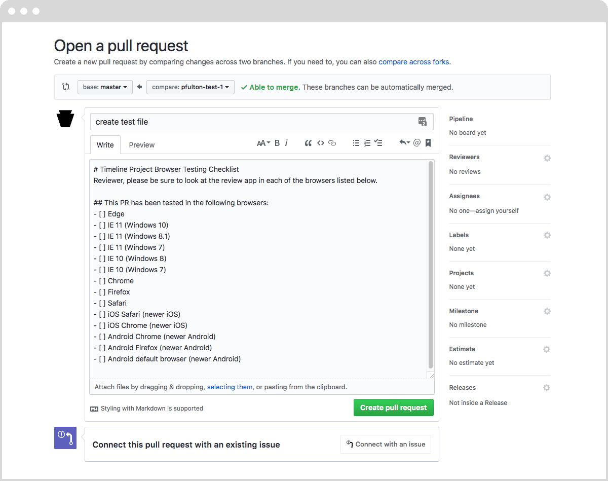 pull request template