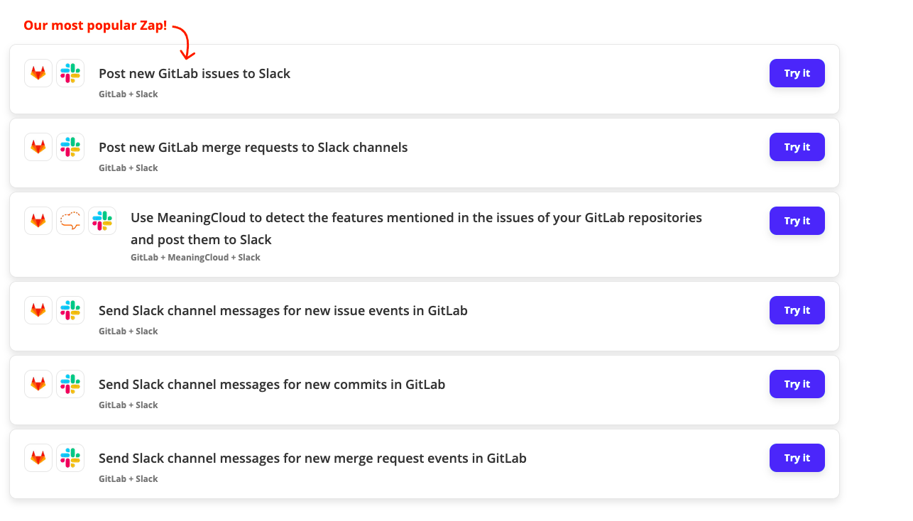 Zapier Slack GitLab integration